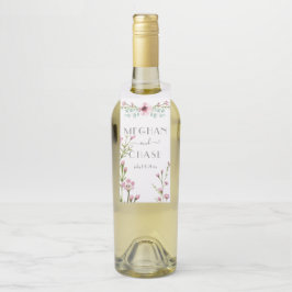 Etiqueta Para Garrafa Flores de Anêmona Rosa e Bonitas e Eucalyptus