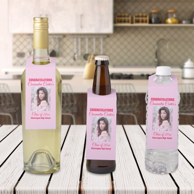 Etiqueta Para Garrafa Foto de Graduada Elegante (Criador carregado)