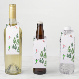 Etiqueta Para Garrafa Freeride Alpino Skiers Skiki Skis Art Party