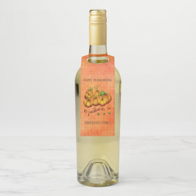 Etiqueta Para Garrafa Fundo Laranja E Pumpkins (Na garrafa)