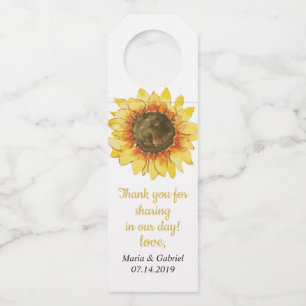 Etiqueta Para Garrafa Girassol russo amarelo. Casamento