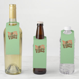 Etiqueta Para Garrafa Graças a Vibes, Vintage, Ação de Graças