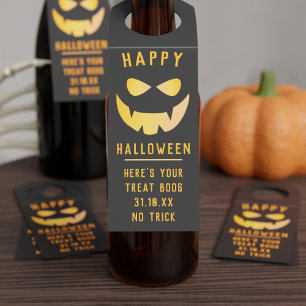 Etiqueta Para Garrafa Halloween Pumpkin Jack O Lanterna Tag Botânica Han