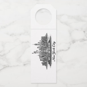Etiqueta Para Garrafa Ilustração de Linha do Horizonte de Nova York