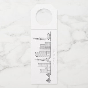 Etiqueta Para Garrafa Ilustração Minimalista da Silhueta de Tóquio