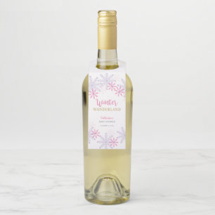 Etiqueta Para Garrafa Inverno Encantado Baby Shower Flocos de Neve Rosa
