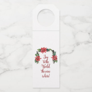 Etiqueta Para Garrafa Joy the Wine is Here Christmas Bottle Hanger Tags