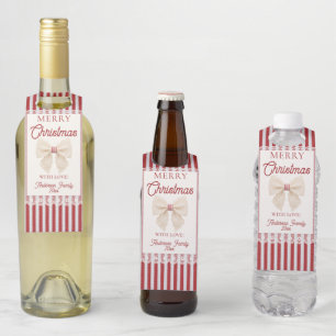 Etiqueta Para Garrafa Laco de Renda Vintage Listras Vermelhas Natal Part