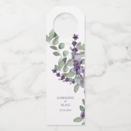 Etiqueta Para Garrafa Lavanda & Eucalyptus Nomes & Data Vinho Casamento