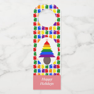 Etiqueta Para Garrafa Lésbicas Árvore de Natal Rainbow e Presentes