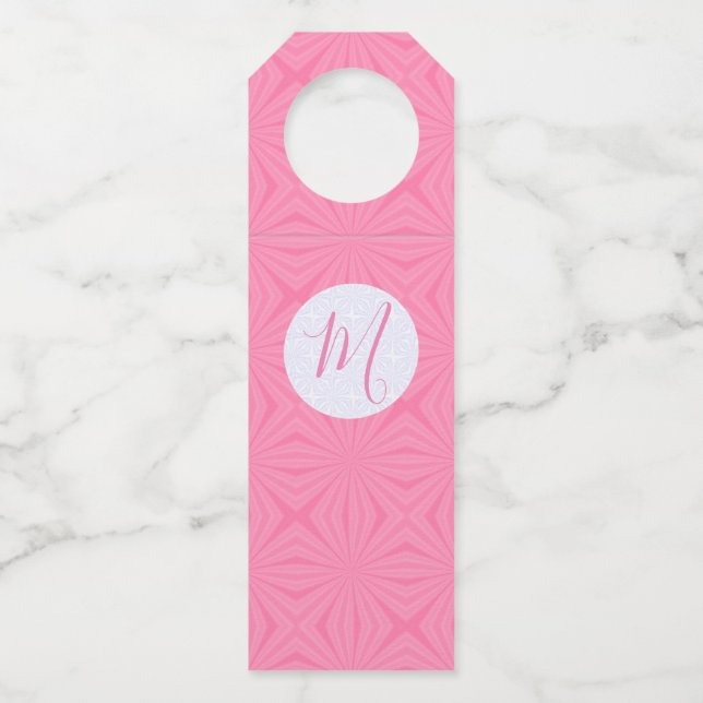 Etiqueta Para Garrafa Light Pink Squiggly Squares Personalized Initial (Frente)