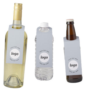 Etiqueta Para Garrafa Logotipo Simples com Texto Promocional de Negócios