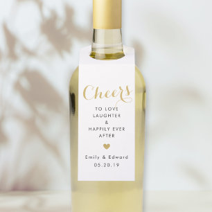 Etiqueta Para Garrafa Moderno Dourado Coração Anima Favor do Casamento