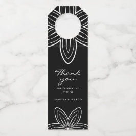Etiqueta Para Garrafa Moderno floral preto e branco minimalista