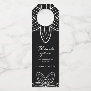 Etiqueta Para Garrafa Moderno floral preto e branco minimalista