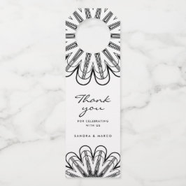 Etiqueta Para Garrafa Moderno floral preto e branco minimalista