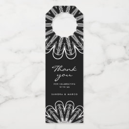 Etiqueta Para Garrafa Moderno floral preto e branco minimalista