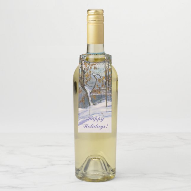 Etiqueta Para Garrafa Neve caiu Aquarela (Na garrafa)