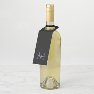 Etiqueta Para Garrafa Nome inicial do monograma moderno em círculo mínim