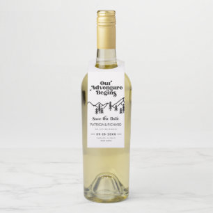 Etiqueta Para Garrafa Nossa Aventura Começa O Casamento Ao Ar Livre.