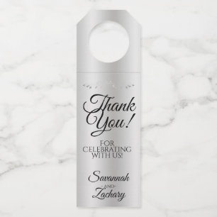 Etiqueta Para Garrafa O Elegante Casamento de Filigree Silver Gradient O