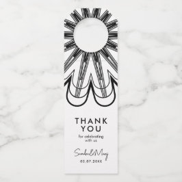 Etiqueta Para Garrafa Obrigada flor minimalista preta e branca