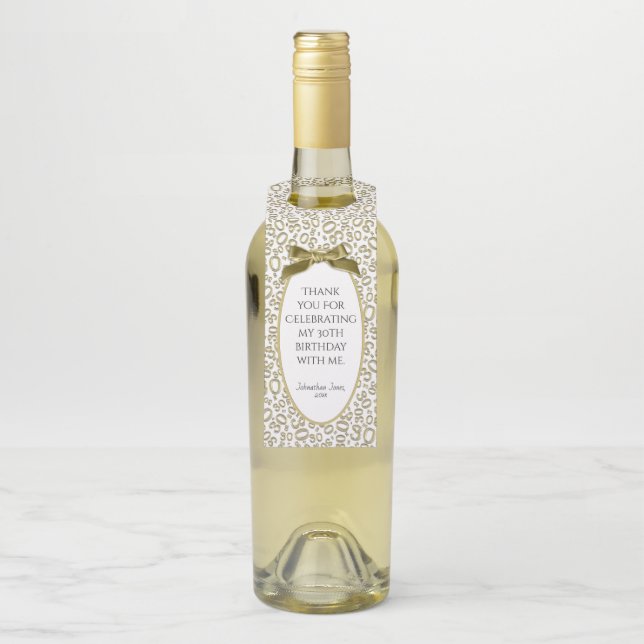 Etiqueta Para Garrafa "Obrigado"  padrão de número 30 dourado/branco (Na garrafa)