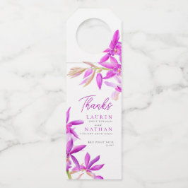 Etiqueta Para Garrafa Obrigados de casamento botânico de orquídeas roxas