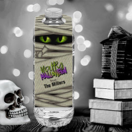 Etiqueta Para Garrafa Olhos de Múmia Halloween Verde ID685