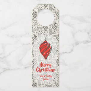 Etiqueta Para Garrafa Ornamentos de Árvores de Natal de Feriado Preto