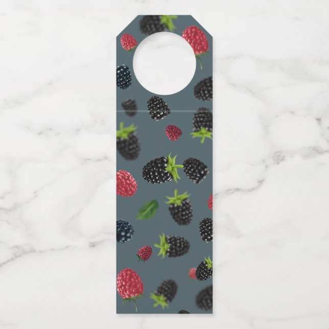 Etiqueta Para Garrafa Padrão de framboesa 2 (Frente)