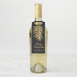 Etiqueta Para Garrafa Palmeira Brilho Tropical Dourado Natal Feriado