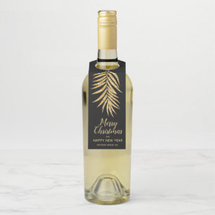 Etiqueta Para Garrafa Palmeira Brilho Tropical Dourado Natal Feriado