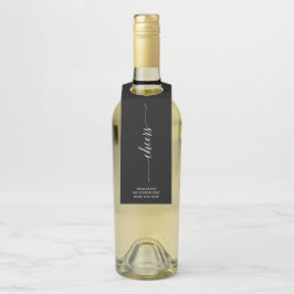 Etiqueta Para Garrafa Partido Black Elegante Mínimo de Script Cheers