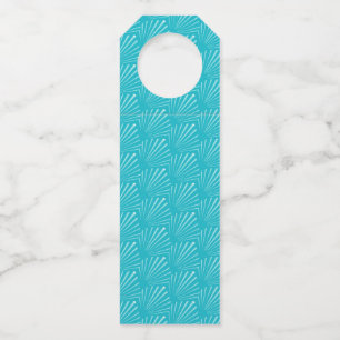 Etiqueta Para Garrafa Pastel Blue Seashell Silhouette Diagonal Lines Art