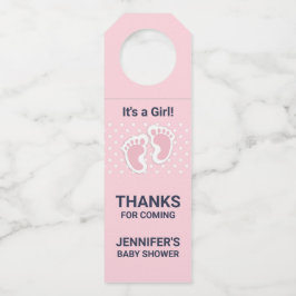 Etiqueta Para Garrafa Pegadas de Bebê Cor-de-Rosa Bonita É Uma Garota