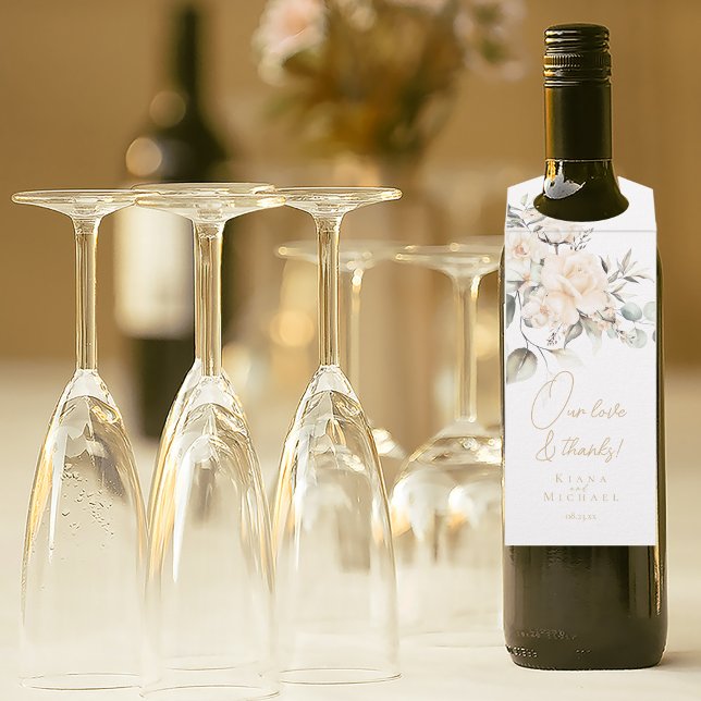 Etiqueta Para Garrafa Pérola Agradecimento Floral Casamento ID989 (Criador carregado)