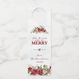 Etiqueta Para Garrafa Poinsettia Natal Coma Bebida e seja Feliz