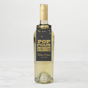 Etiqueta Para Garrafa Pop Para Celebrar Brilho Dourado Falso