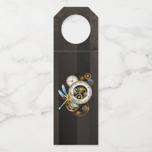 Etiqueta Para Garrafa Relógio Steampunk com Dragonfly Mecânica