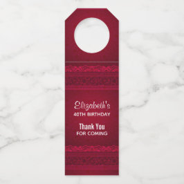 Etiqueta Para Garrafa Rico e Elegante Na moda de Fundo Vermelho Obrigado