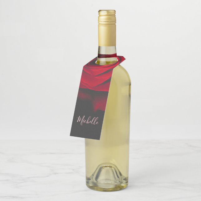 Etiqueta Para Garrafa Rosa vermelha monográfica personalizada fotografia (Inclinado)