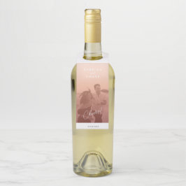 Etiqueta Para Garrafa Rótulo do Vinho Fotográfico de Casamento Blush de 