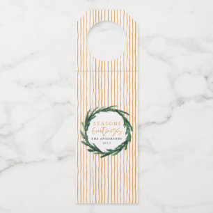 Etiqueta Para Garrafa Saudações de festas natal stripe feriado