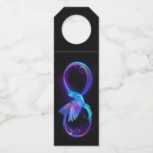 Etiqueta Para Garrafa Símbolo Neon Infinity com Hummingbird brilhante