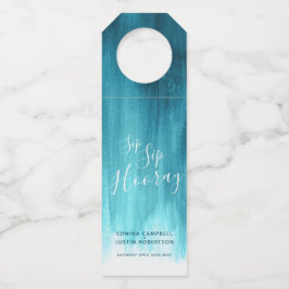 Etiqueta Para Garrafa Sip Sip hurra personalizado abstracto boda azul tu