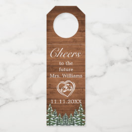 Etiqueta Para Garrafa Snowy Wood e Forest Country animam Chá de panela