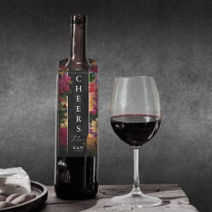 Etiqueta Para Garrafa Sultry Nights Floral Wedding Cheers to Love ID829
