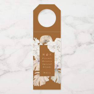Etiqueta Para Garrafa Terracota Grama Pampas Floral Tropical Casamento