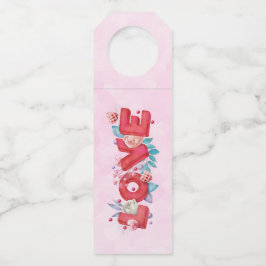 Etiqueta Para Garrafa Texto Red Love em Bold Block Letters Watercolor